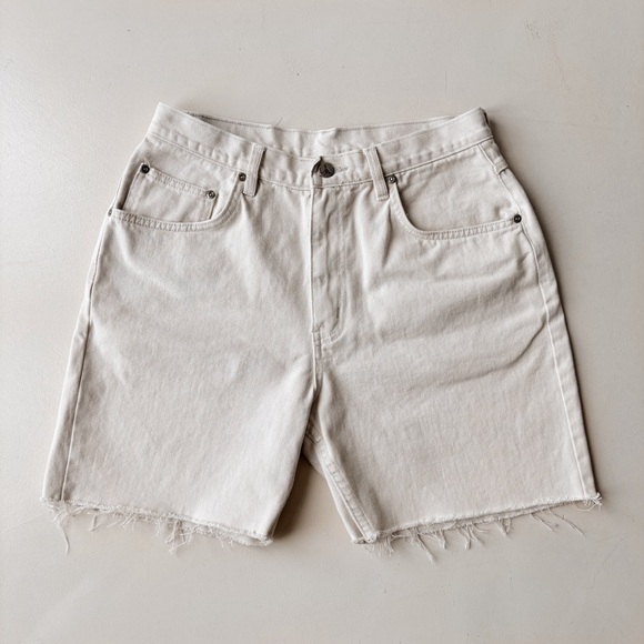 Vintage 90s high rise denim cut off jorts light beige cream - Picture 3 of 7